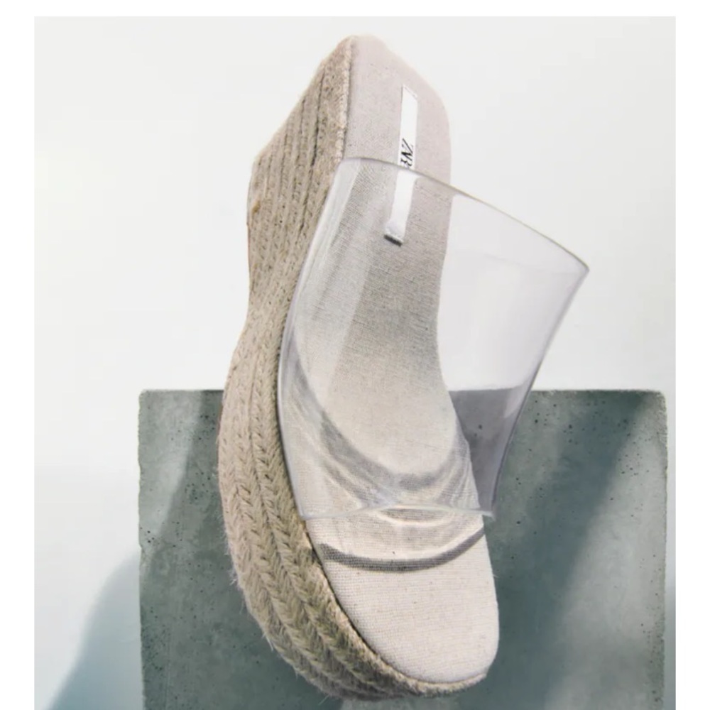 Zara Clear Wedge Shoes Size 41 NWT